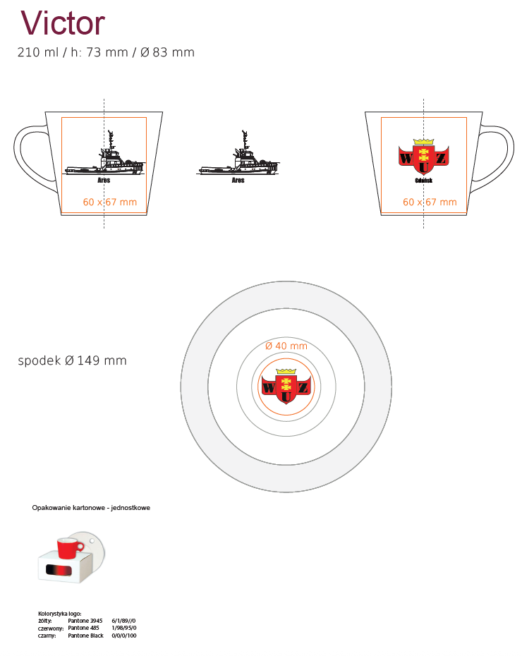 Projekt filiżanki i spodka GiftPak WUŻ
